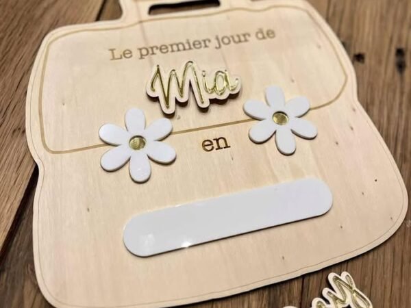 Panneau de rentrée — modèle cartable fleuri