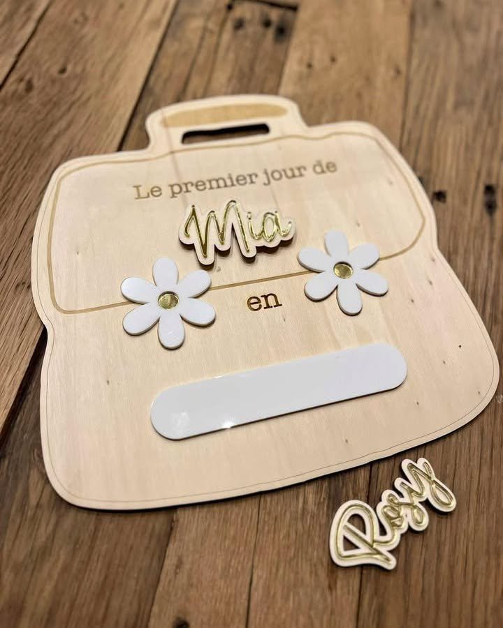 Panneau de rentrée — modèle cartable fleuri