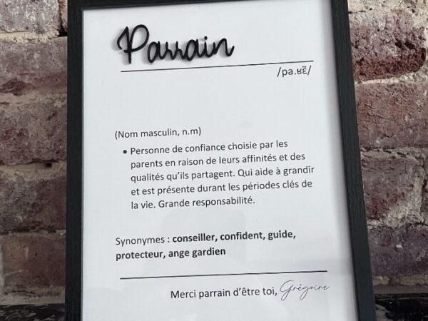 Cadre personnalisé « Définition » parrain ou marraine